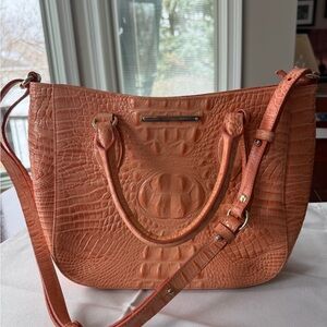 Elegant Crocodile Embossed Tan Handbag